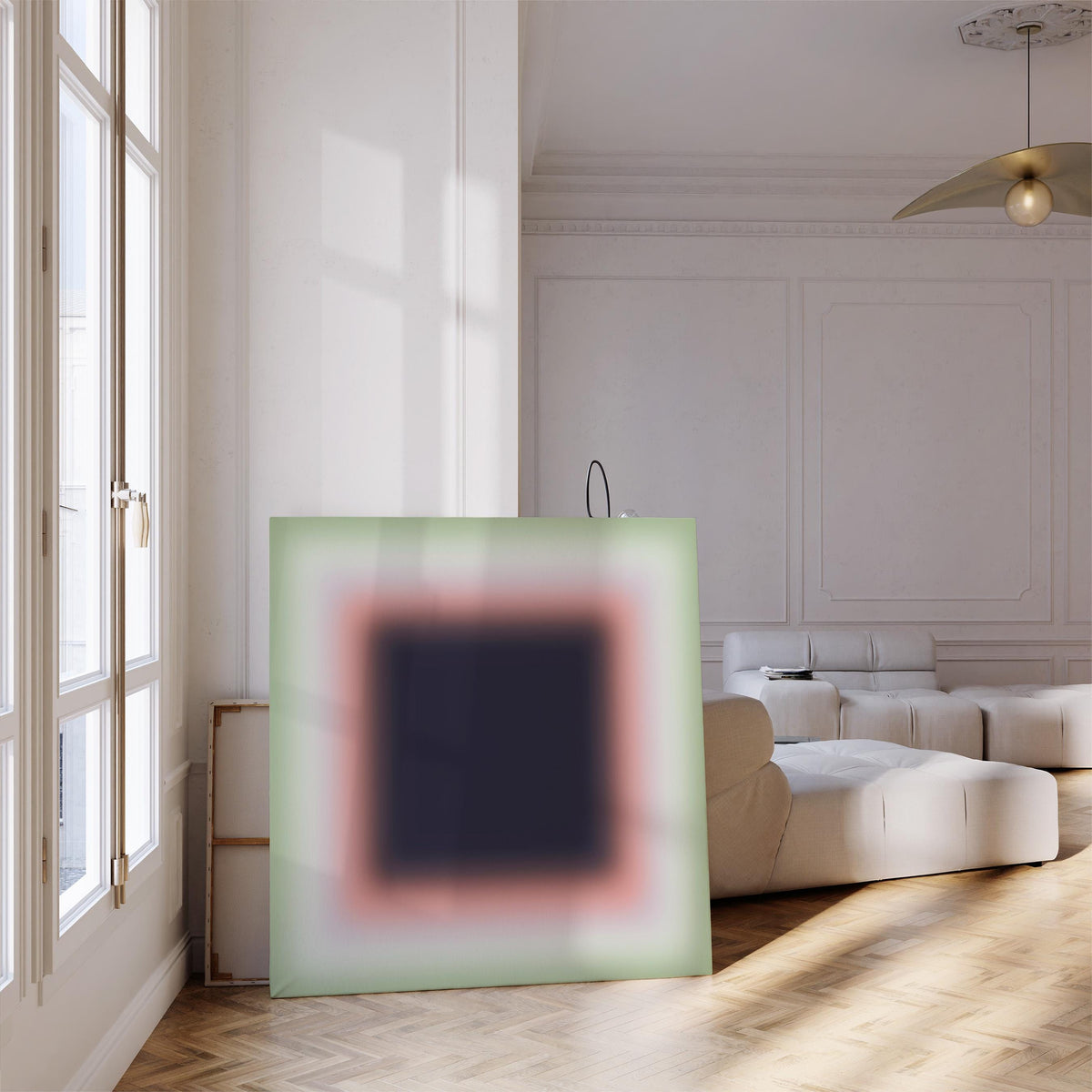 Green Coral Gradient Abstract Art Print, Soft Color Field Minimal Wall Decor