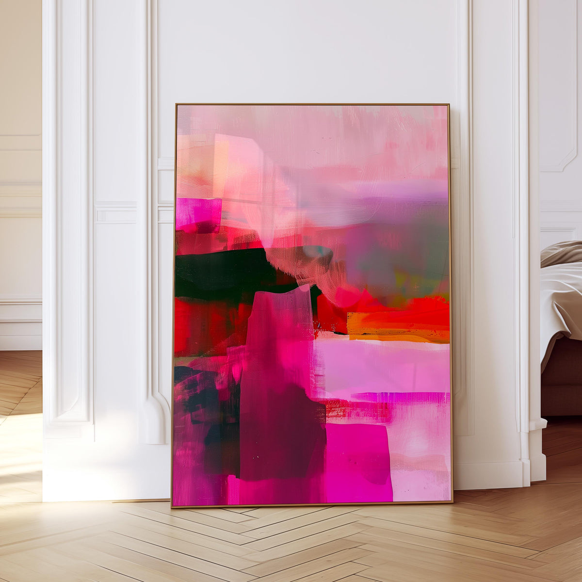 Magenta Pink Abstract Art Print, Pink Modern Wall Decor, Colorful Poster