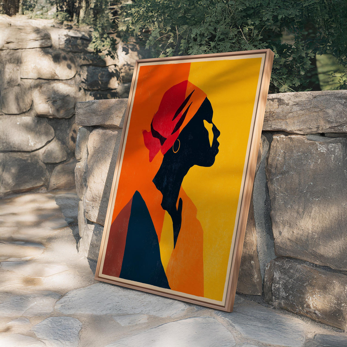 African American Art Print, Black Woman Silhouette, Orange Poster