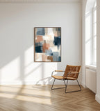 Neutral Abstract Art Print, Modern Brushstroke Wall Art, Beige Blue Color Block Decor