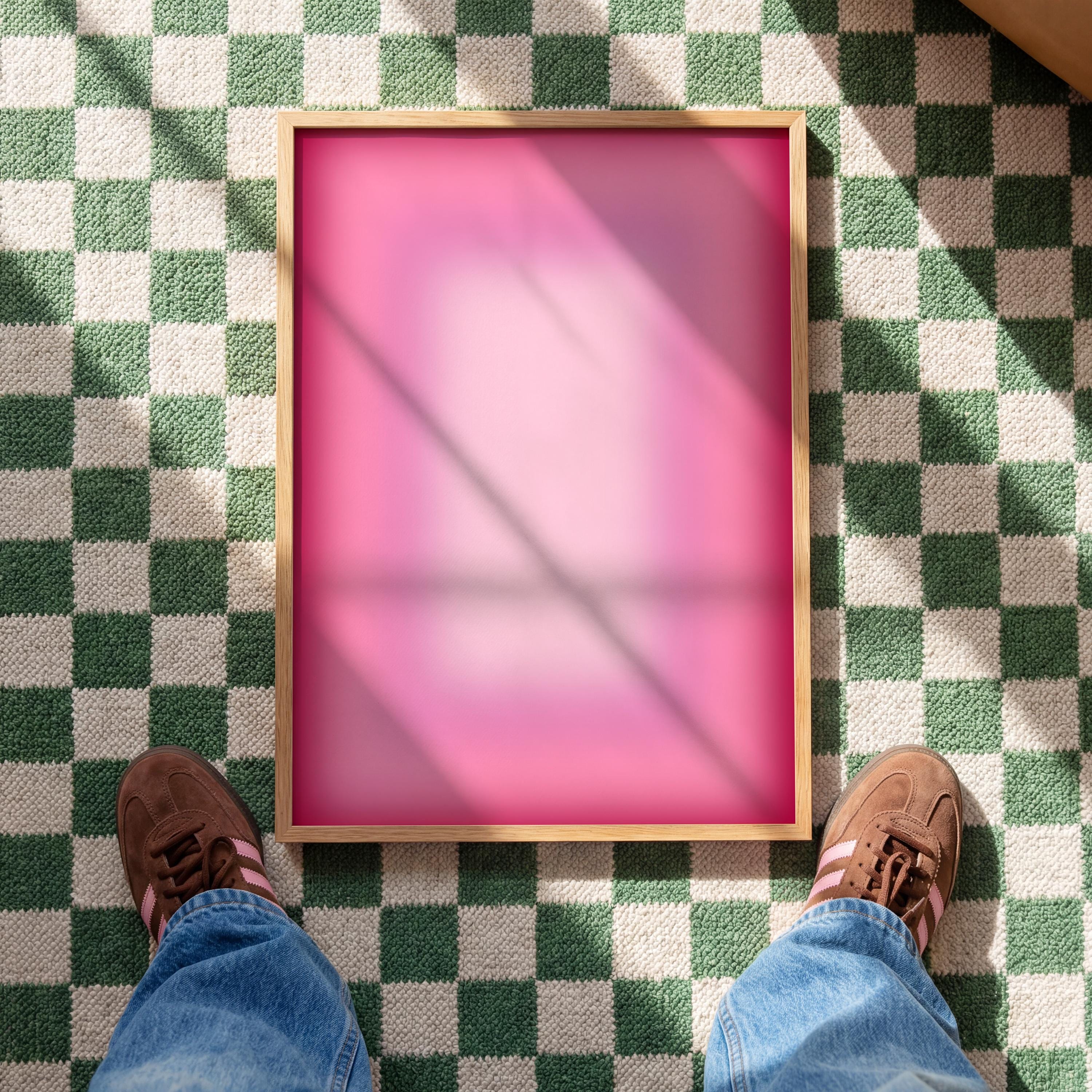 Pink Gradient Abstract Wall Art, Blush Ombre Minimalist Poster