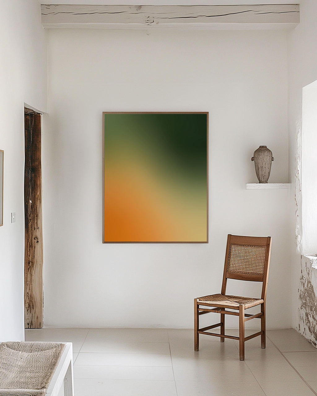 Green Orange Gradient Abstract Wall Art, Modern Minimalist Color Field Poster