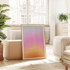 Pastel Sunset Gradient Print, Soft Abstract Wall Art, Pink Orange Blue Modern Decor