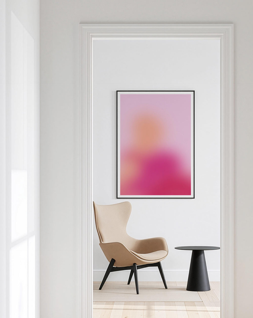 Pink Aura Gradient Print, Abstract Spiritual Wall Art, Soft Pastel Minimal Decor