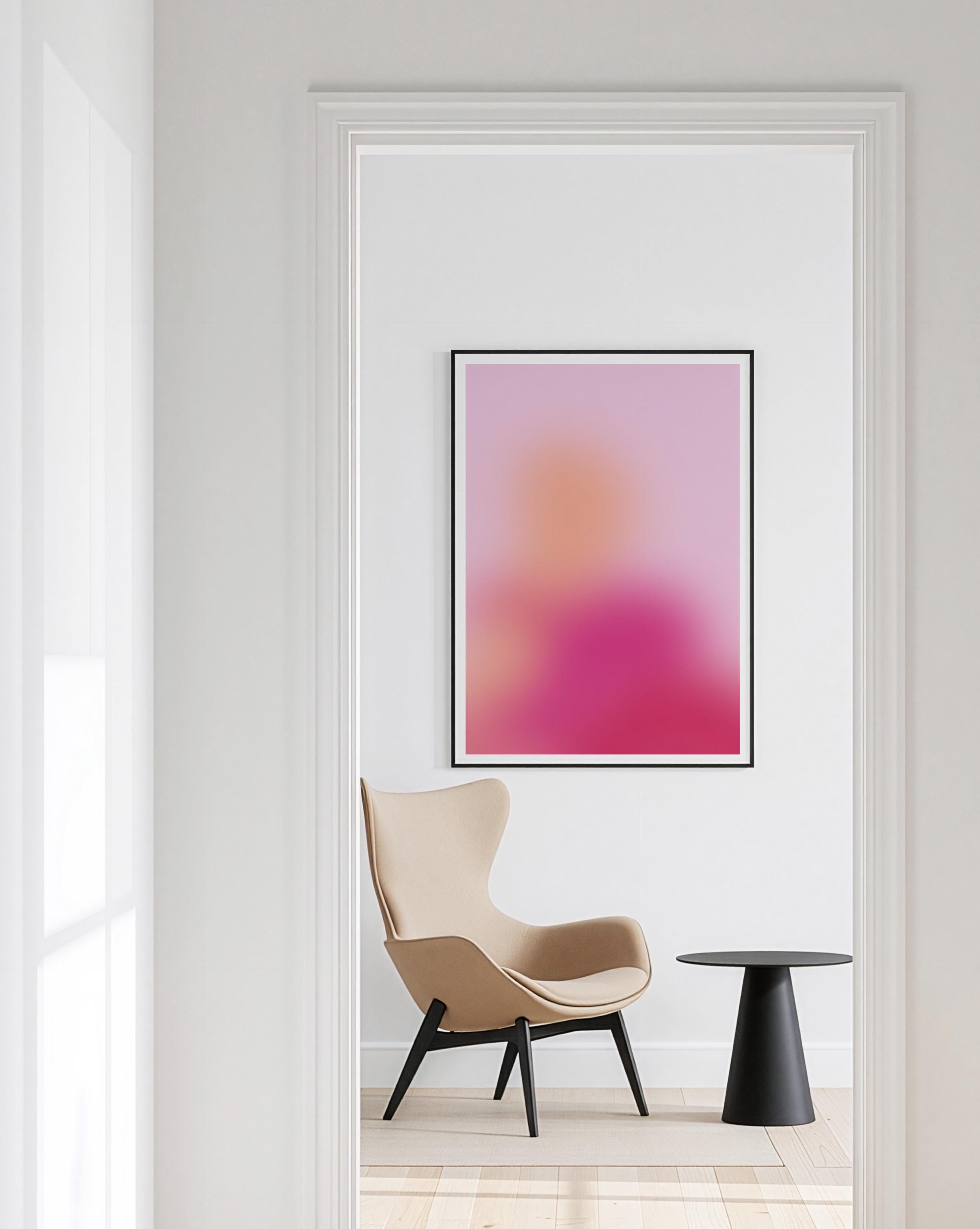 Pink Aura Gradient Print, Abstract Spiritual Wall Art, Soft Pastel Minimal Decor