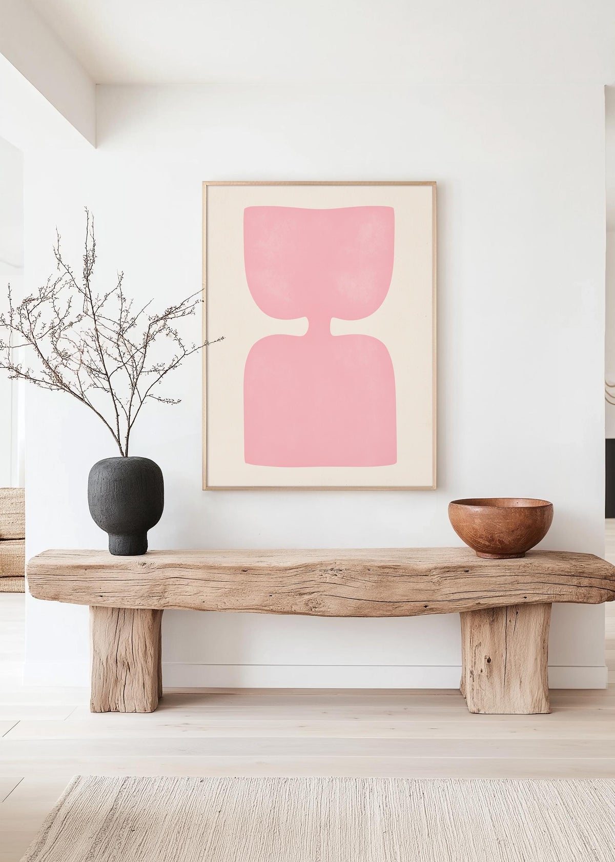 Pink Abstract Art Print, Minimalist Shape Poster, Soft Modern Wall Decor