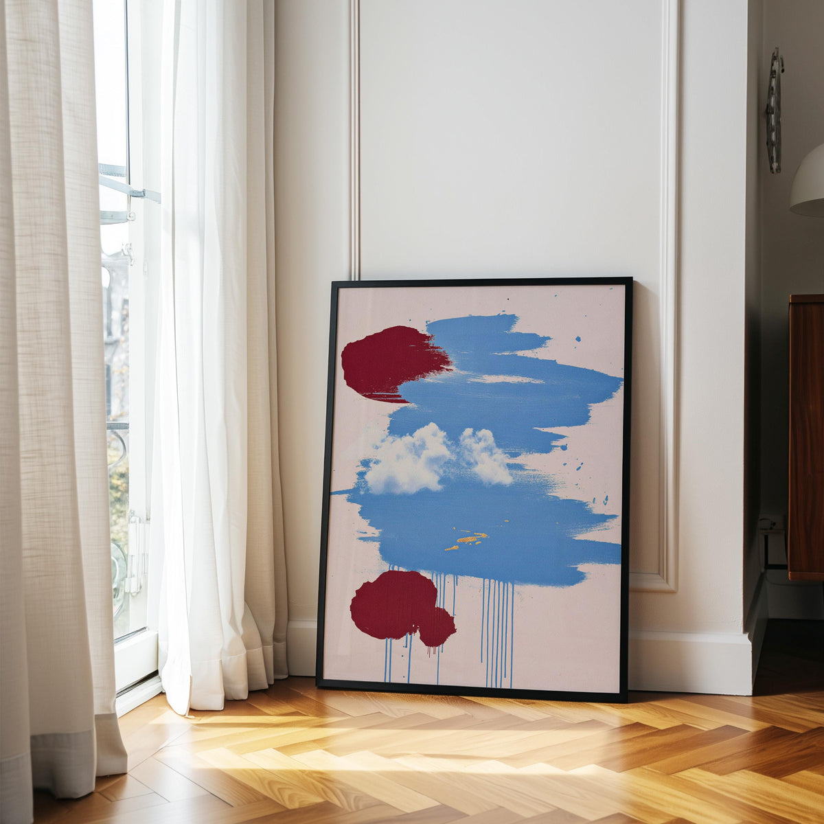 Blue Beige Wall Art, Abstract Wall Print, Vintage Decor