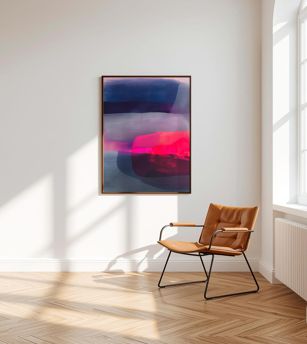 Pink Navy Abstract Art Print