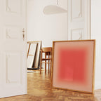 Coral Wall Art Print, Salmon Pink Gradient, Minimal Square Abstract Decor