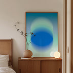 Blue Gradient Art Print, Aqua Aura Poster, Modern Wall Decor