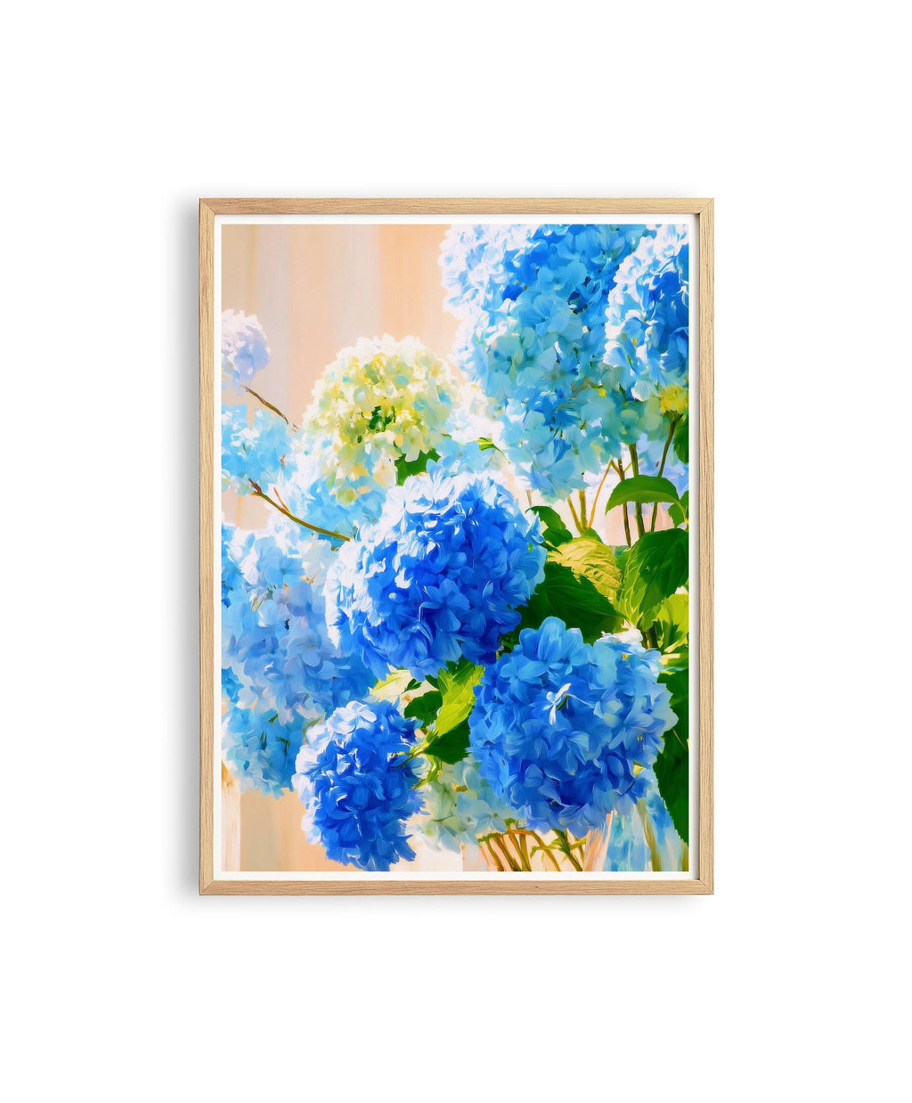 Blue Hydrangea Wall Art, Elegant Blue Floral Print for Living Room Decor