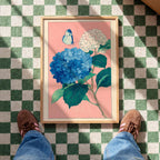 Hydrangea Wall Art Print, Blue Floral Poster, Botanical Flower Decor