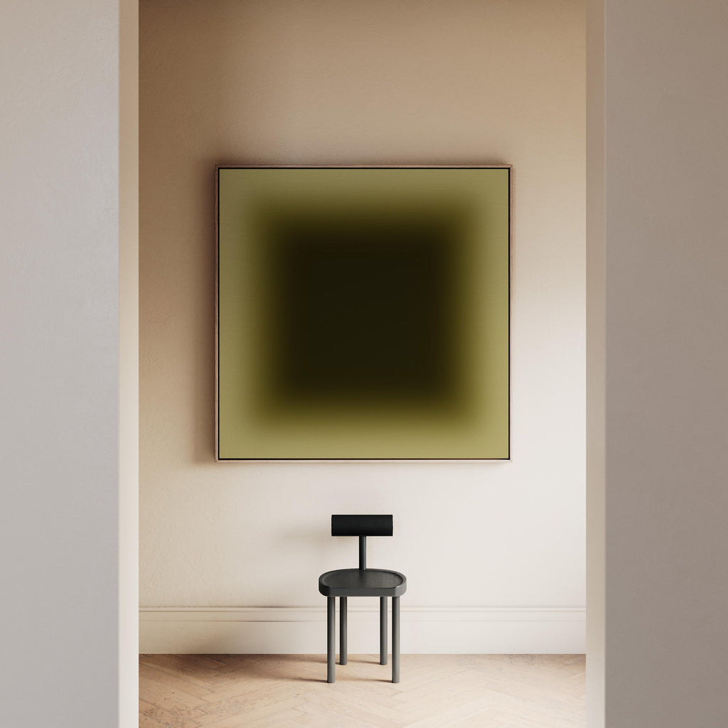 Olive Deep Green Wall Art, Minimalist Gradient Framed Art, Dark Color Field Canvas Print