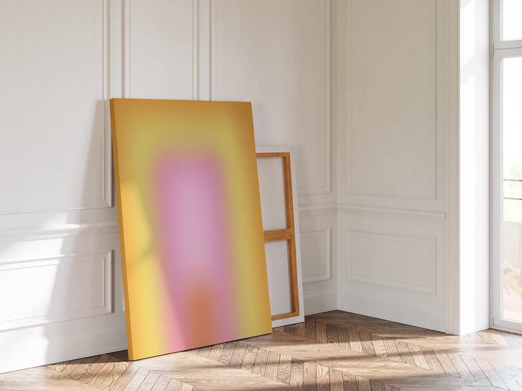 Pastel Gradient Art Print, Pink Yellow Abstract Poster, Soft Modern Wall Decor