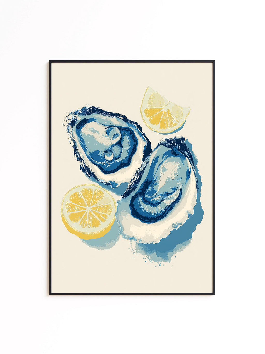 Oyster Wall Art Print, Lemon Seafood Poster, Coastal Kitchen Decor