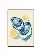 Oyster Wall Art Print, Lemon Seafood Poster, Coastal Kitchen Decor