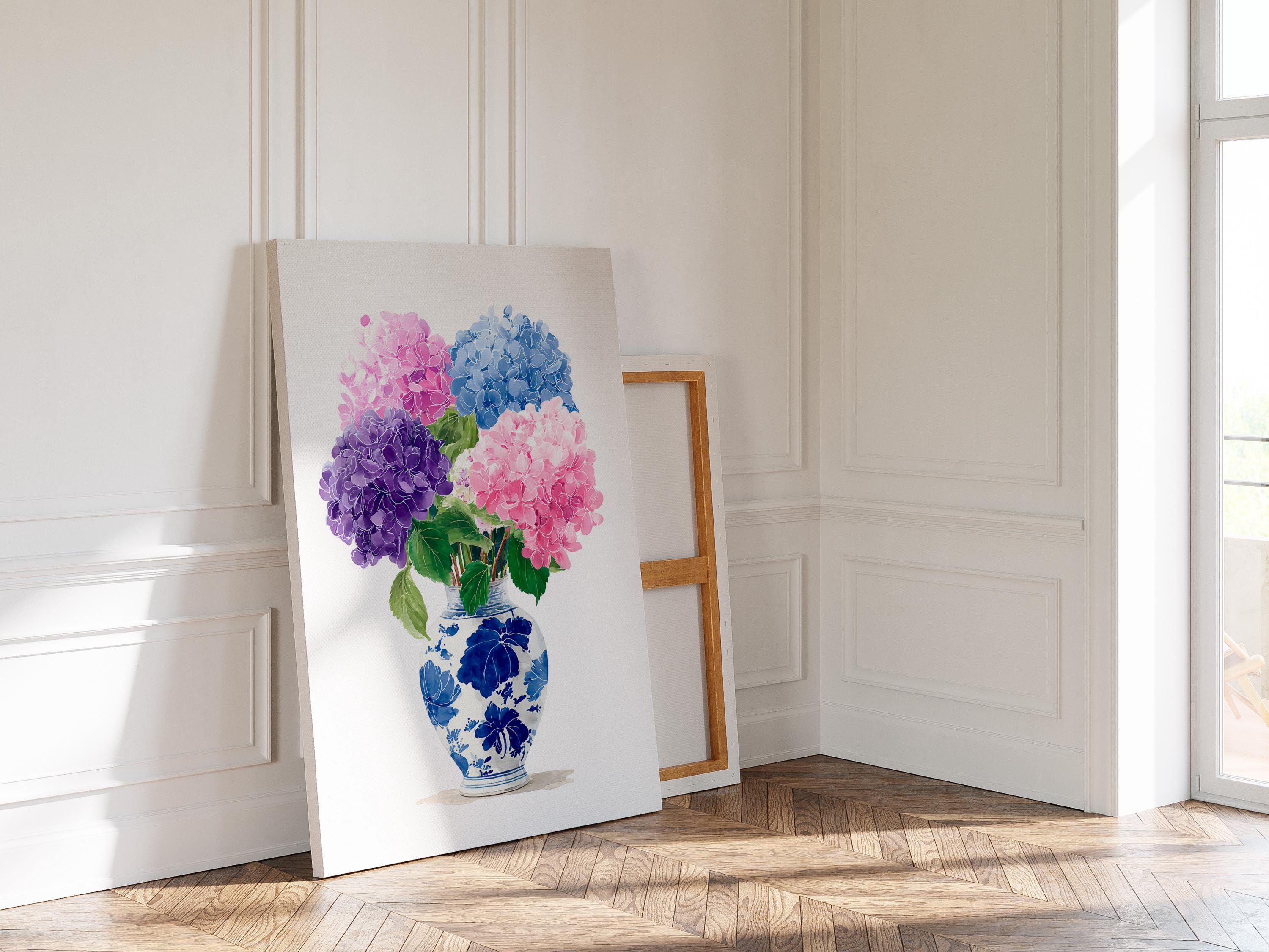 Hydrangea Watercolor Art, Delicate Floral Print for Bathroom or Bedroom