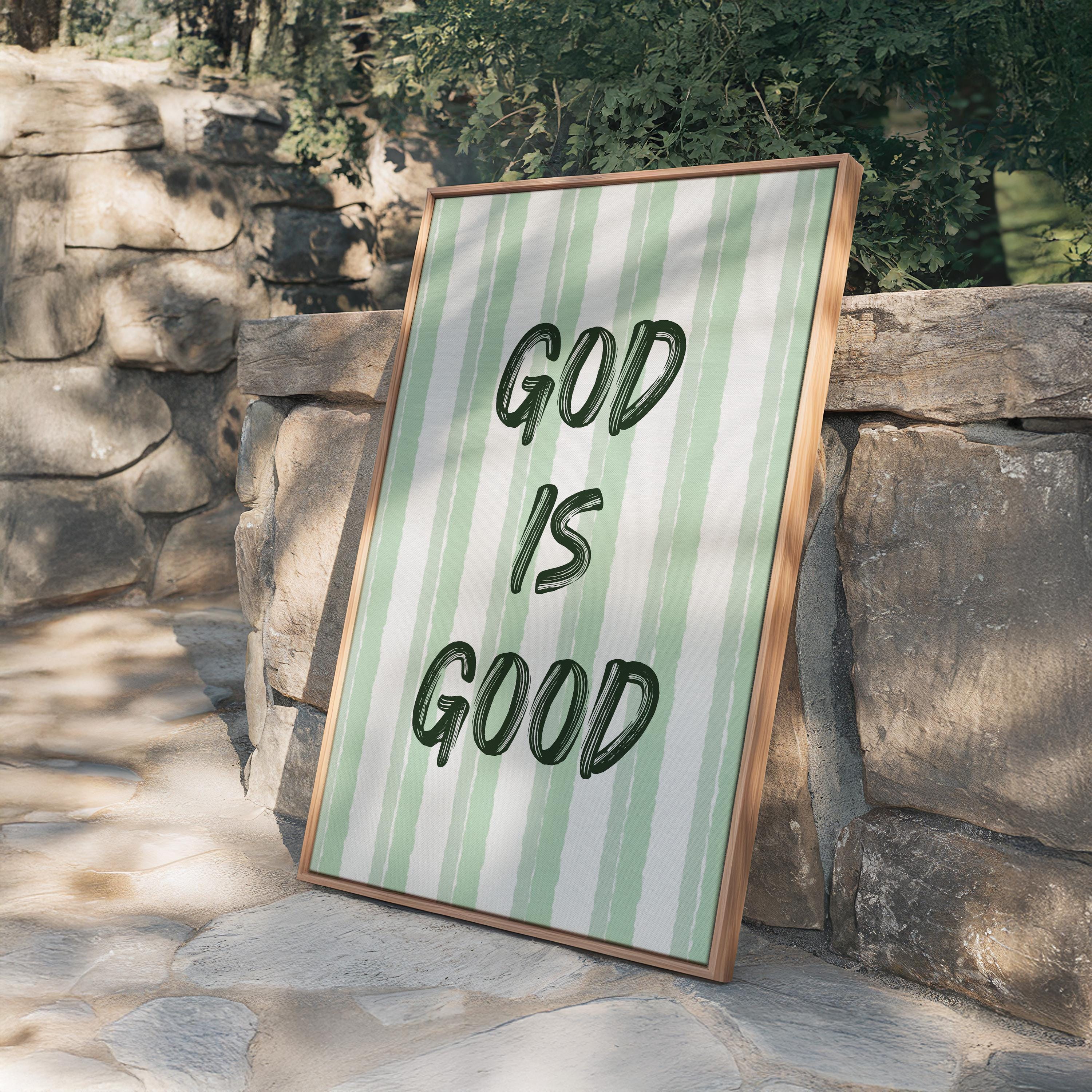 God Is Good Print, Christian Wall Art, Sage Green Faith Poster