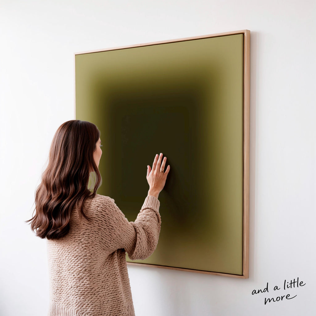 Olive Deep Green Wall Art, Minimalist Gradient Framed Art, Dark Color Field Canvas Print