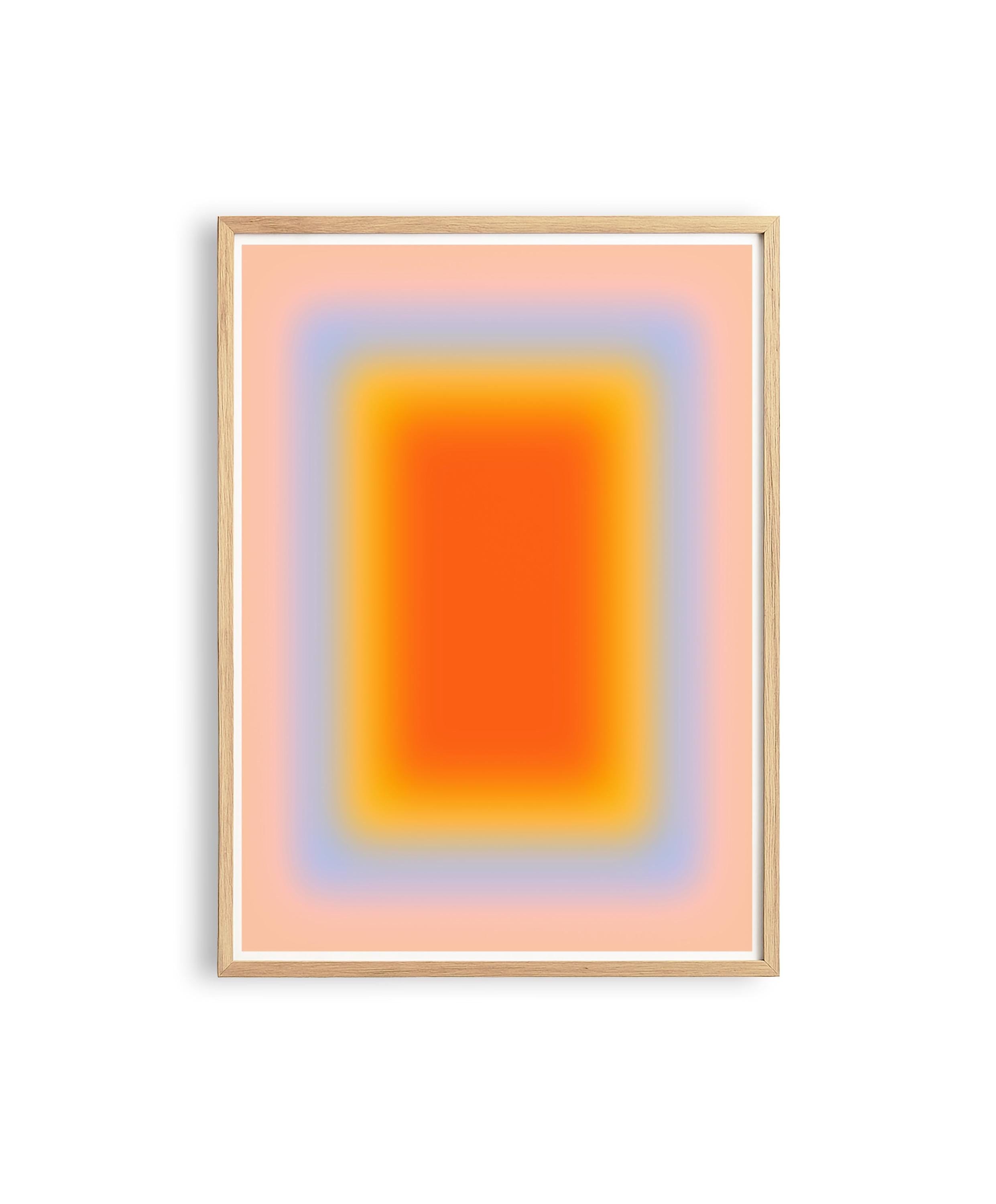 Sunset Wall Art Print, Orange Yellow Gradient, Soft Abstract Room Decor