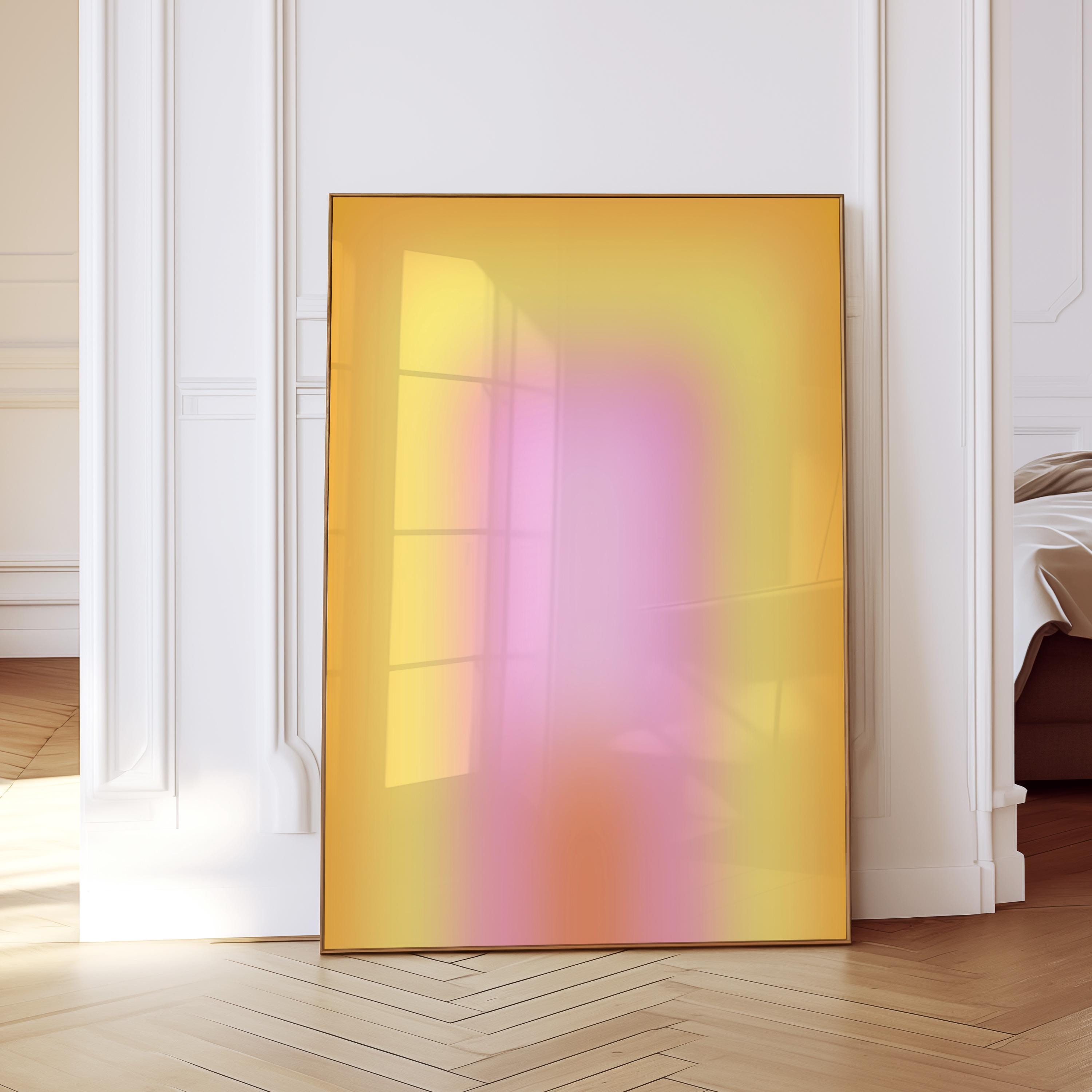 Pastel Gradient Art Print, Pink Yellow Abstract Poster, Soft Modern Wall Decor
