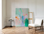 Abstract Wall Art Print, Pastel Abstract Painting, Colorful Modern Decor, Mint Green Pink Printable Wall Art