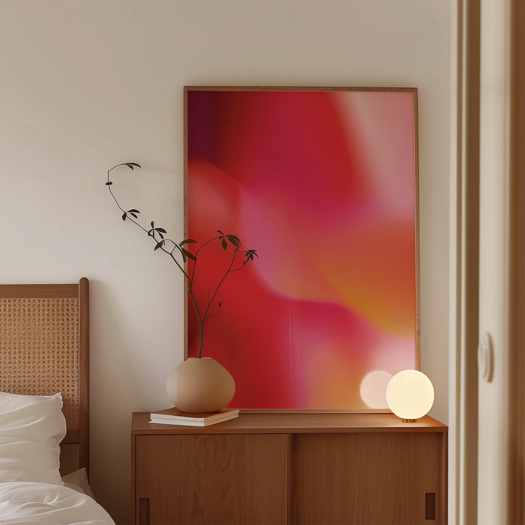 Red Pink Aura Gradient Print, Warm Abstract Wall Art, Orange Modern Decor Print