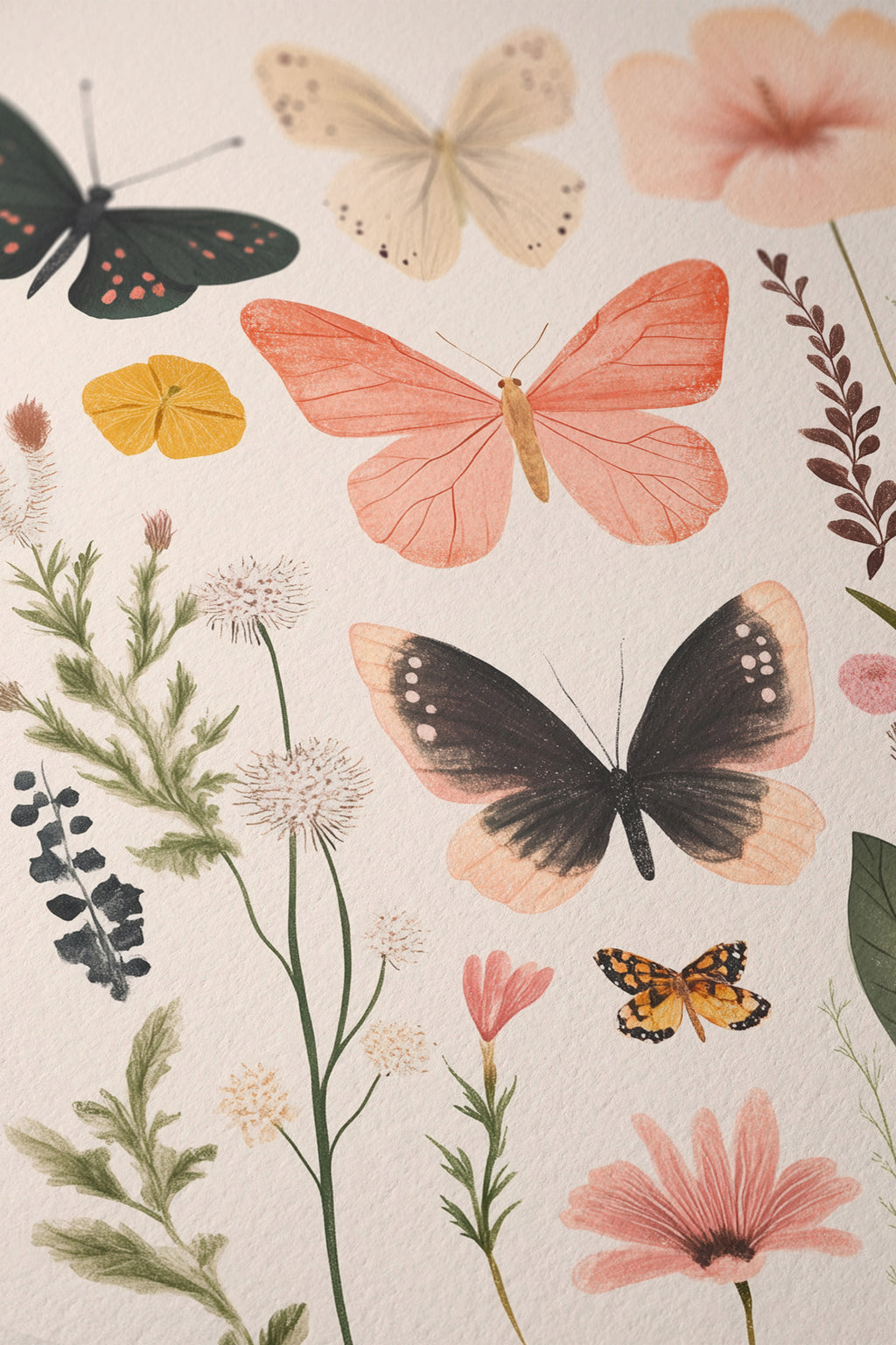 Butterflies & Blooms – Whimsical Nature Print - And A Little More