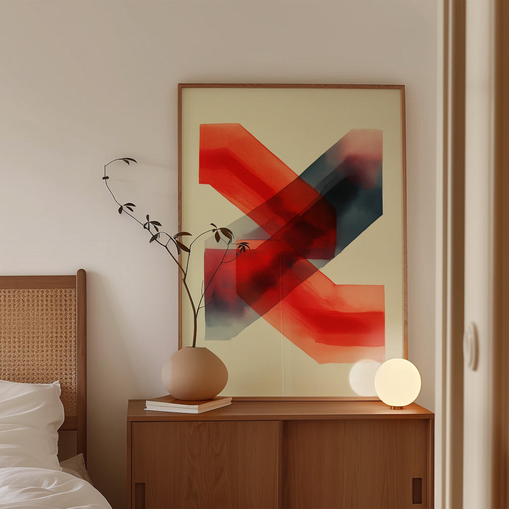 Abstract Racing Wall Art Print, Red Motorsport Poster, Modern Speed Decor