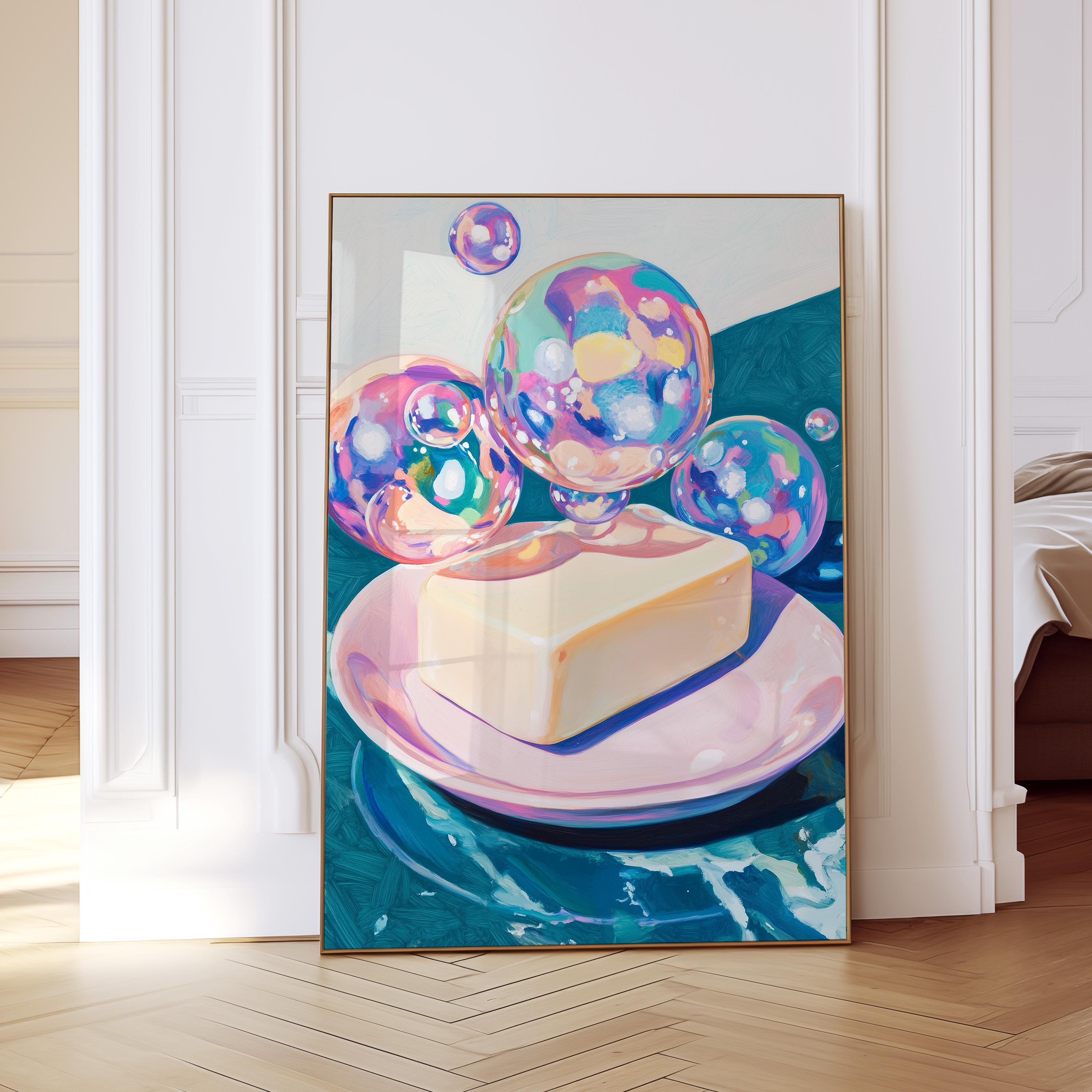 Butter Wall Art Print, Whimsical Food Poster, Colorful Kitchen Decor
