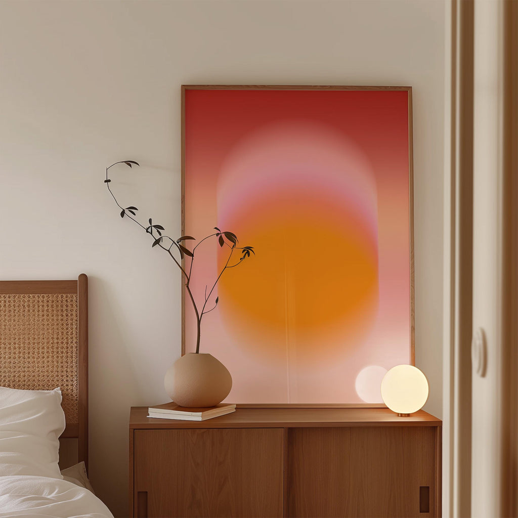 Orange Gradient Art Print, Pink Aura Poster, Modern Wall Decor