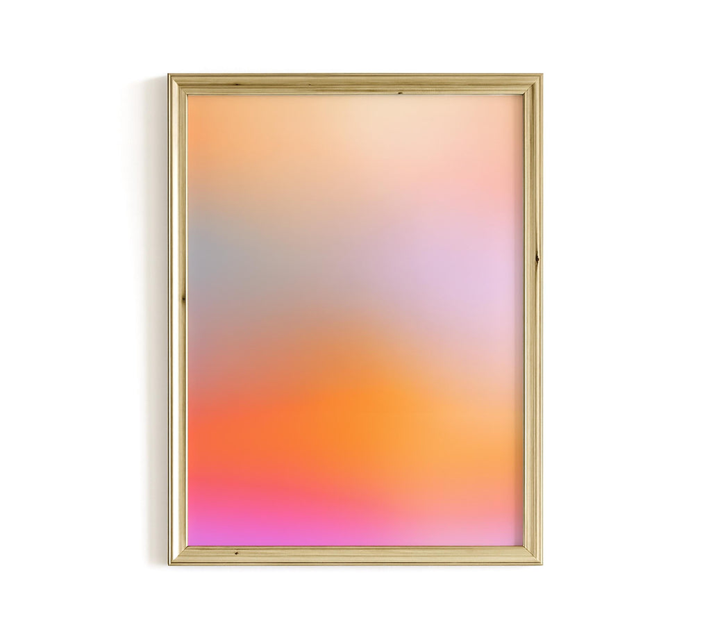 Orange Gradient Art Print, Peach Pink Abstract Poster, Modern Wall Decor