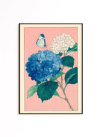 Hydrangea Wall Art Print, Blue Floral Poster, Botanical Flower Decor