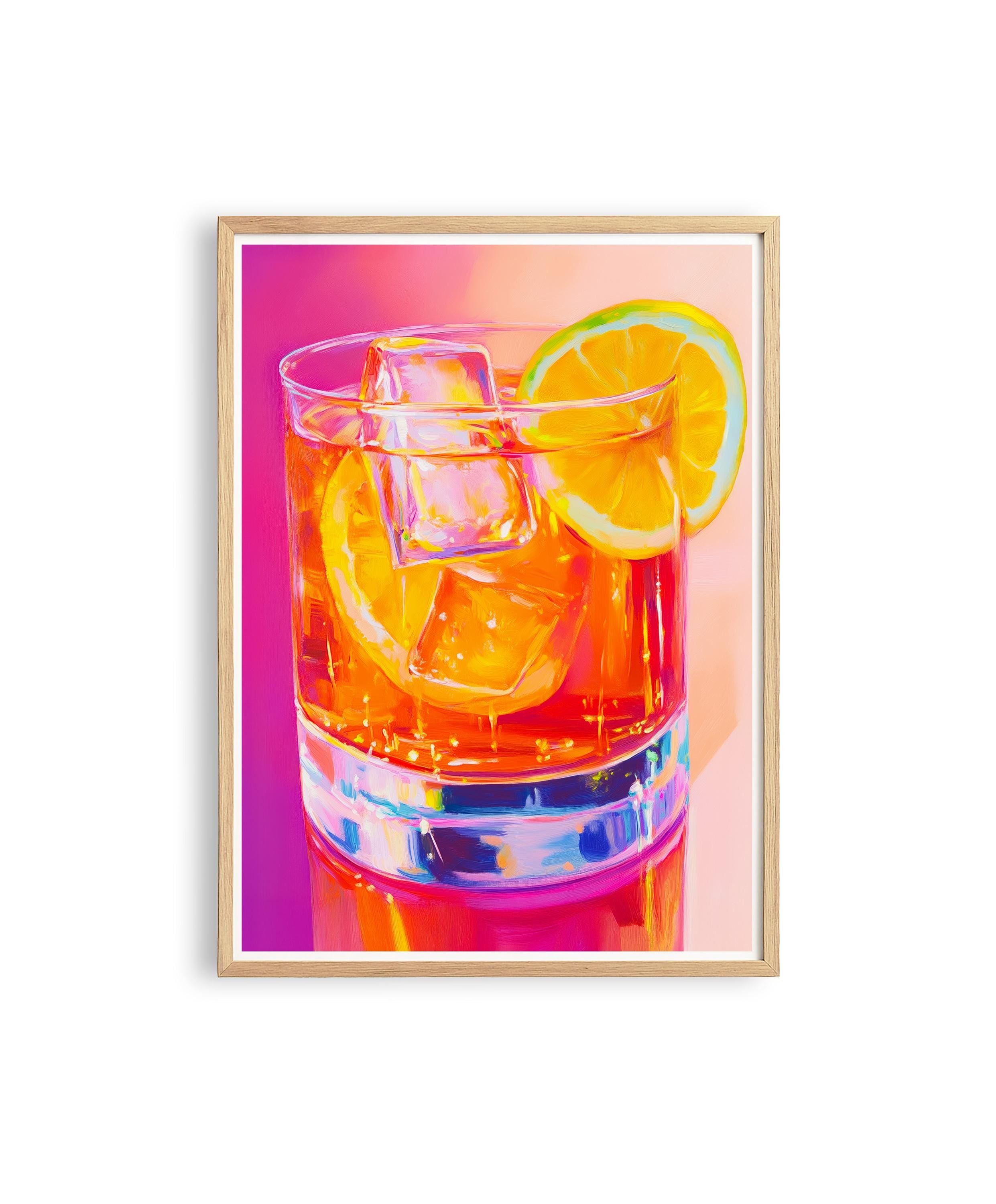 Cocktail Wall Art Print, Orange Citrus Drink Poster, Colorful Kitchen Decor