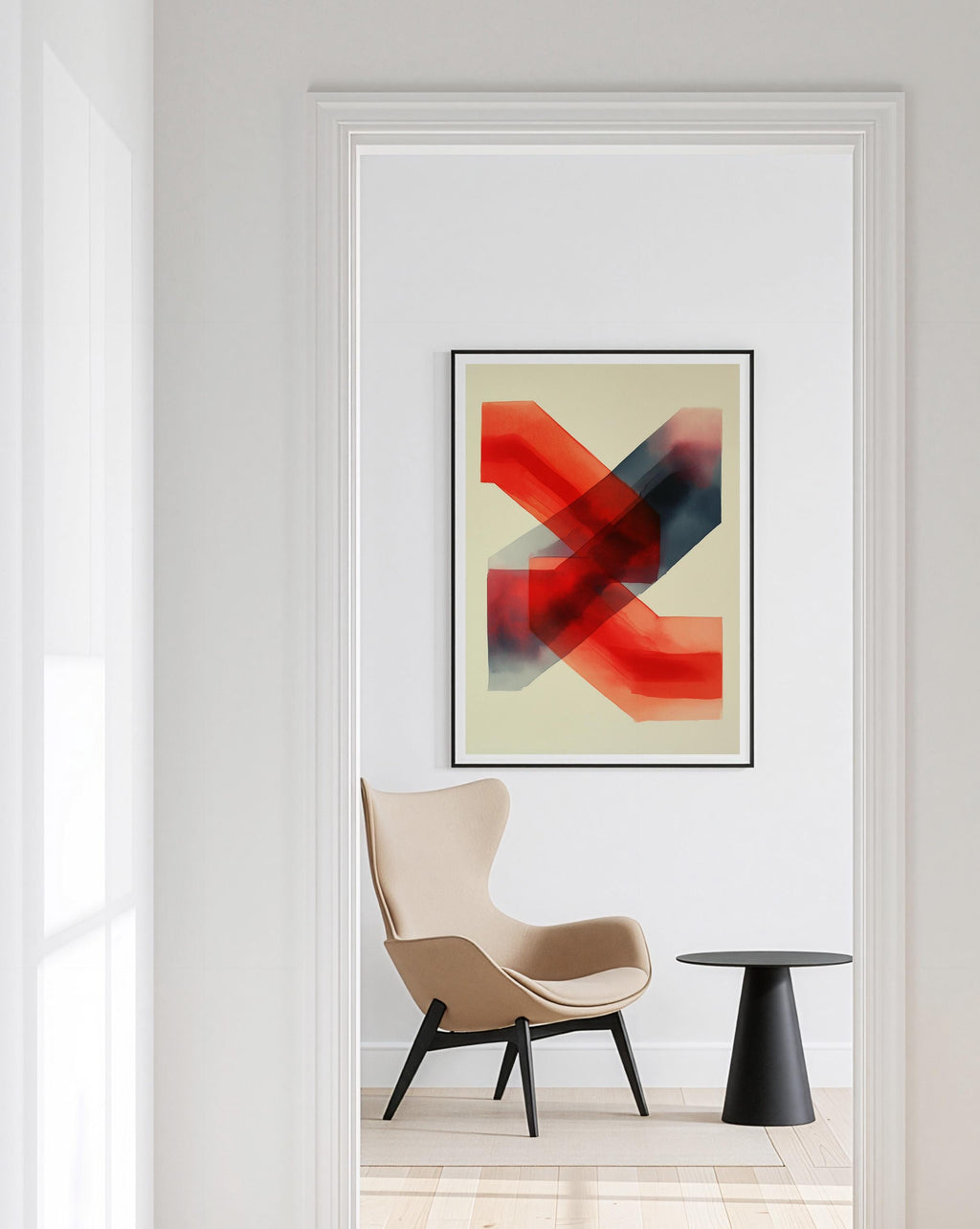 Abstract Racing Wall Art Print, Red Motorsport Poster, Modern Speed Decor