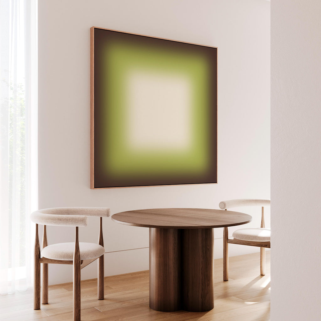 Avocado Green Wall Art, Minimalist Gradient Print, Earthy Framed Wall Art, Square Canvas Print