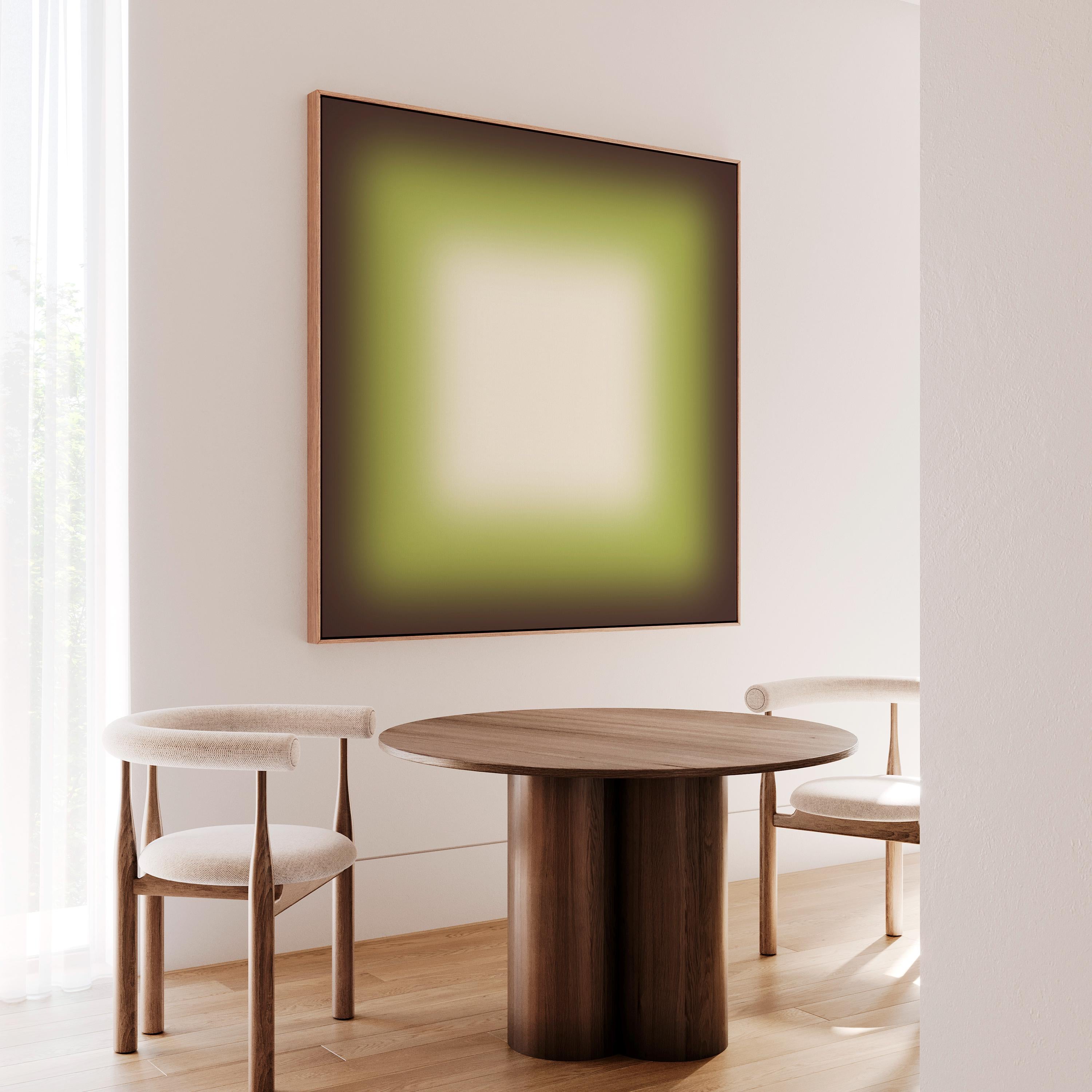 Avocado Green Wall Art, Minimalist Gradient Print, Earthy Framed Wall Art, Square Canvas Print