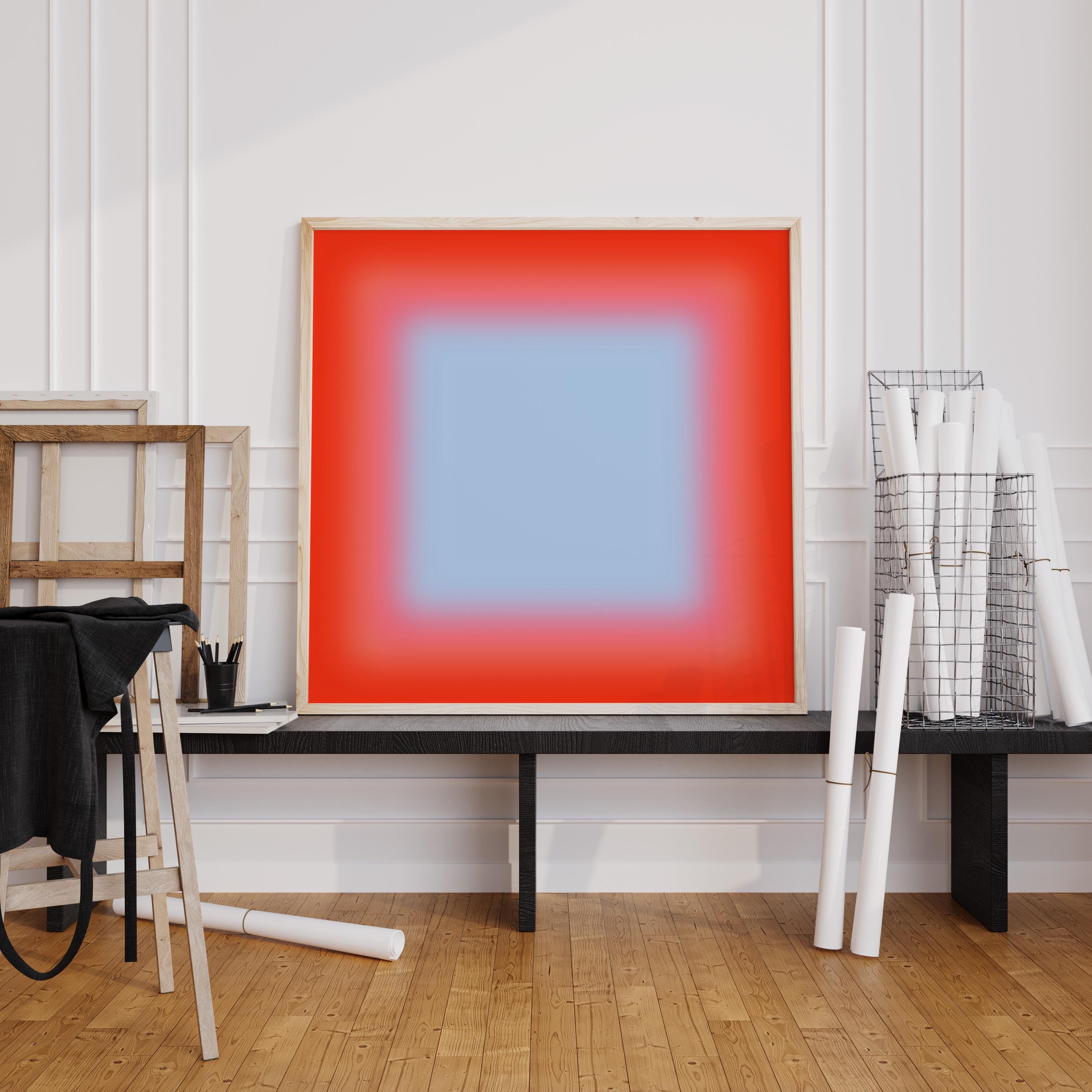 Orange Blue Gradient Wall Art, Warm Cool Abstract Print, Modern Color Field Decor