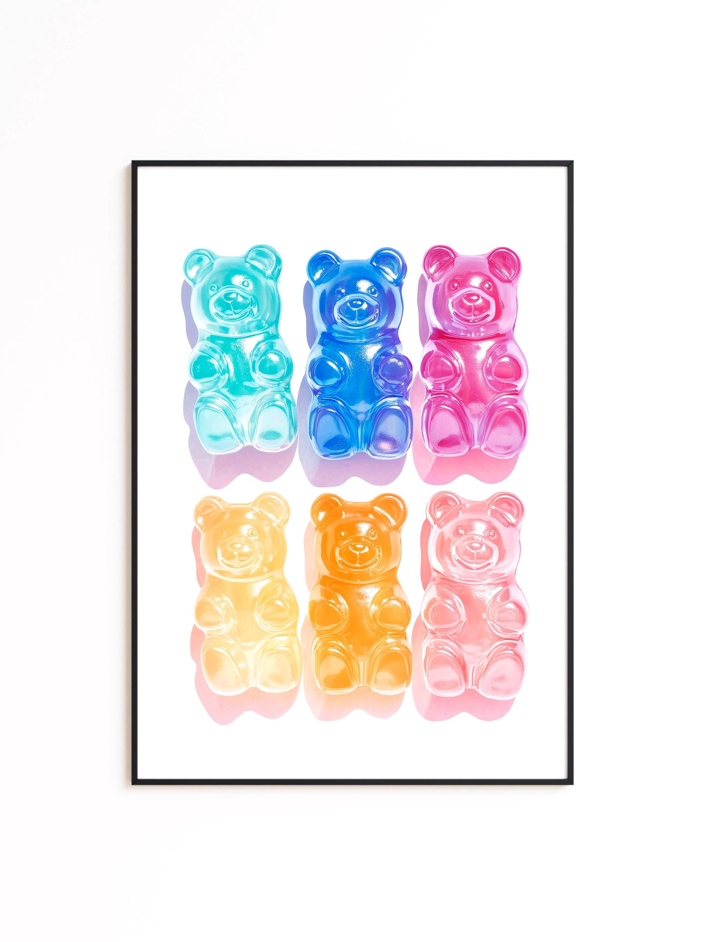 Gummy Bear Wall Art, Colorful Pop Art Print, Modern Candy Poster, Cute Vintage Wall Art