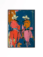 Cowboy Rider Art Print, Western Horse Wall Decor, Modern Rodeo Poster