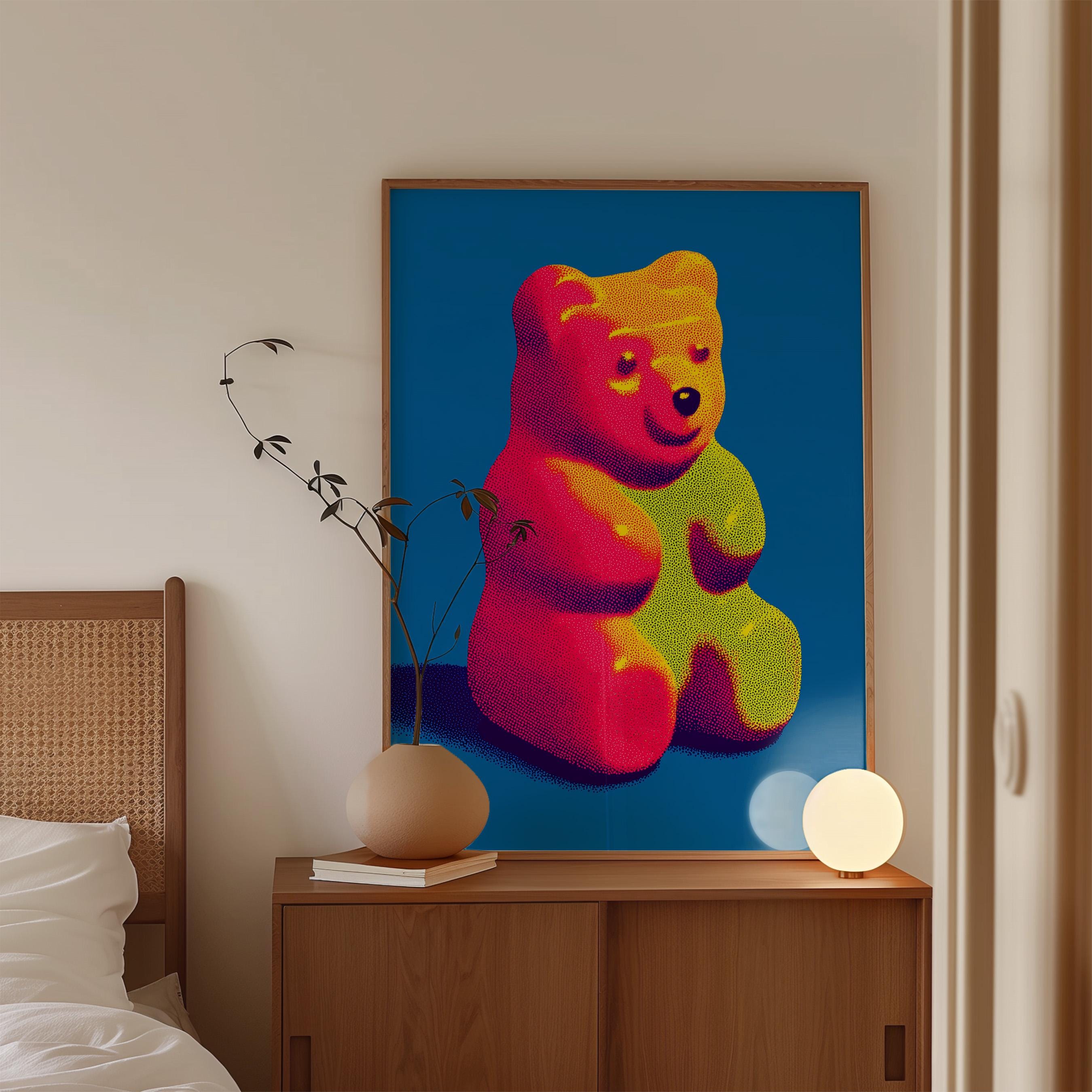 Gummy Bear Wall Art Print, Pop Art Candy Poster, Colorful Kitsch Art, Fun Modern Wall Decor, Bright Nursery or Playroom Art