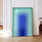 Blue Green Wall Art Print, Aqua Gradient Abstract Poster, Modern Room Decor