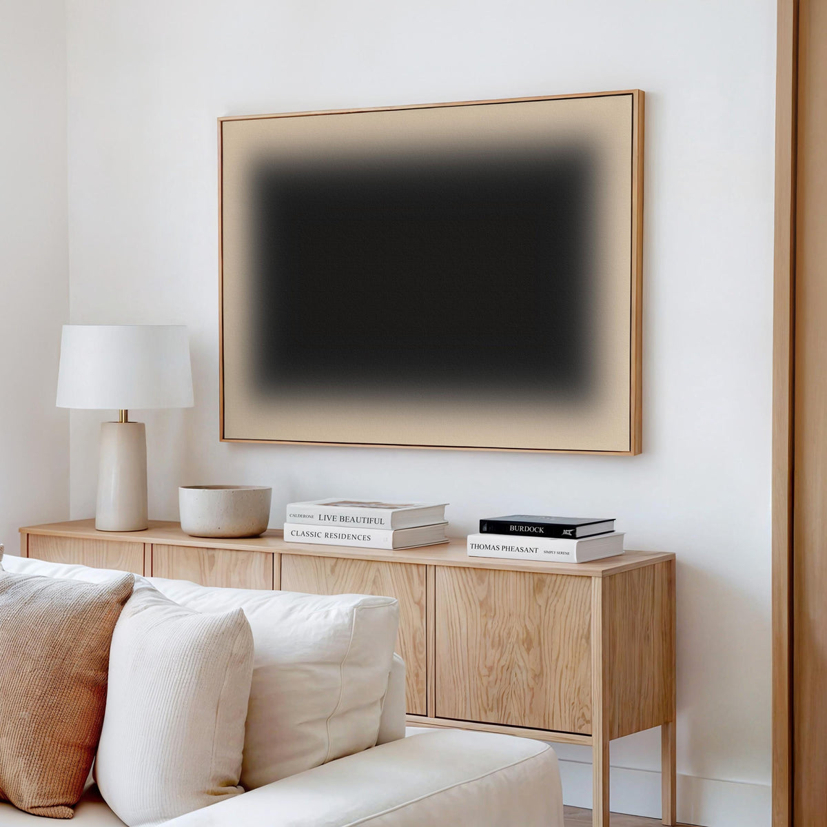 Deep Green Beige Horizontal Canvas Wall Art