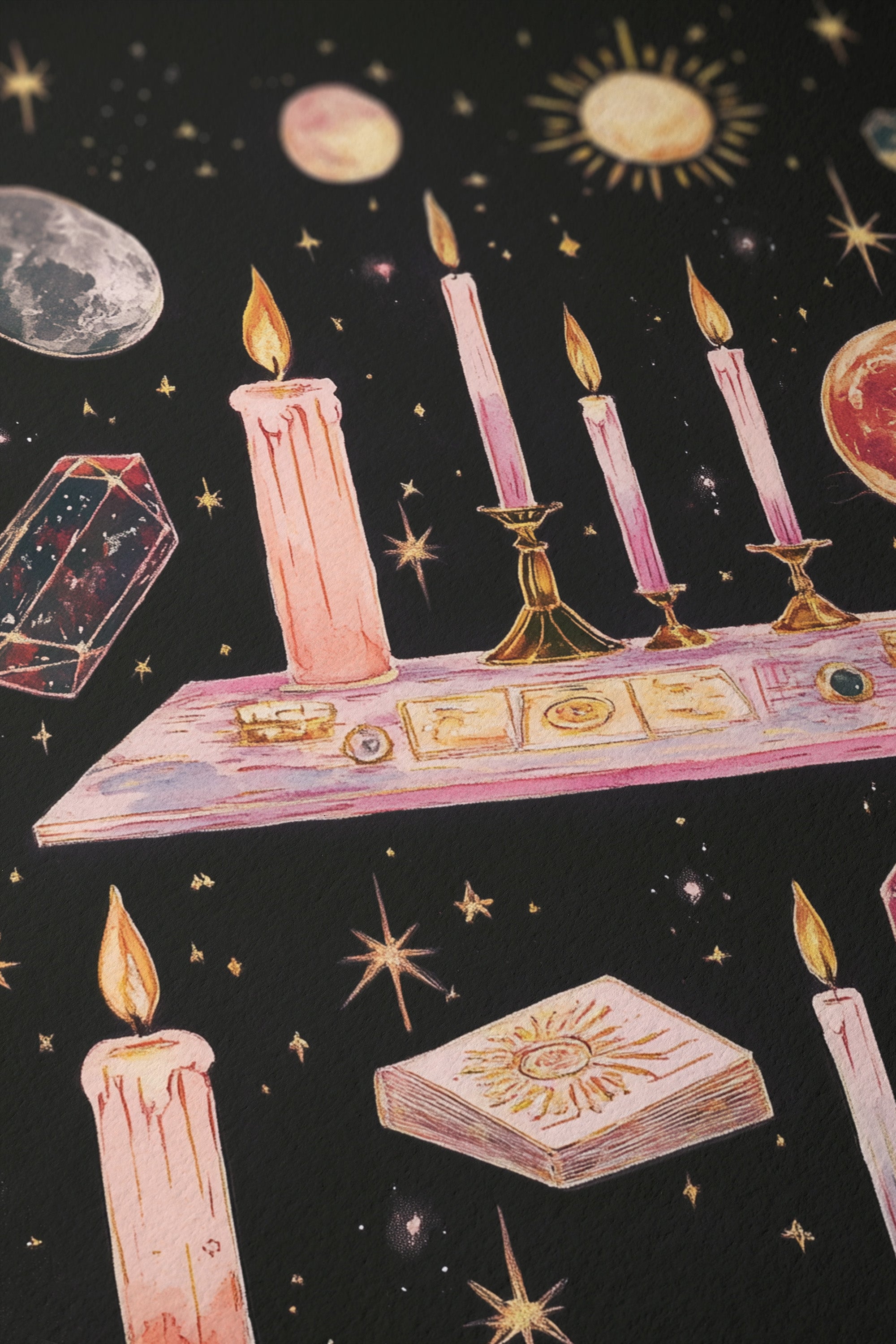 Mystic Altar – Candles & Crystals Cosmic Print - And A Little More