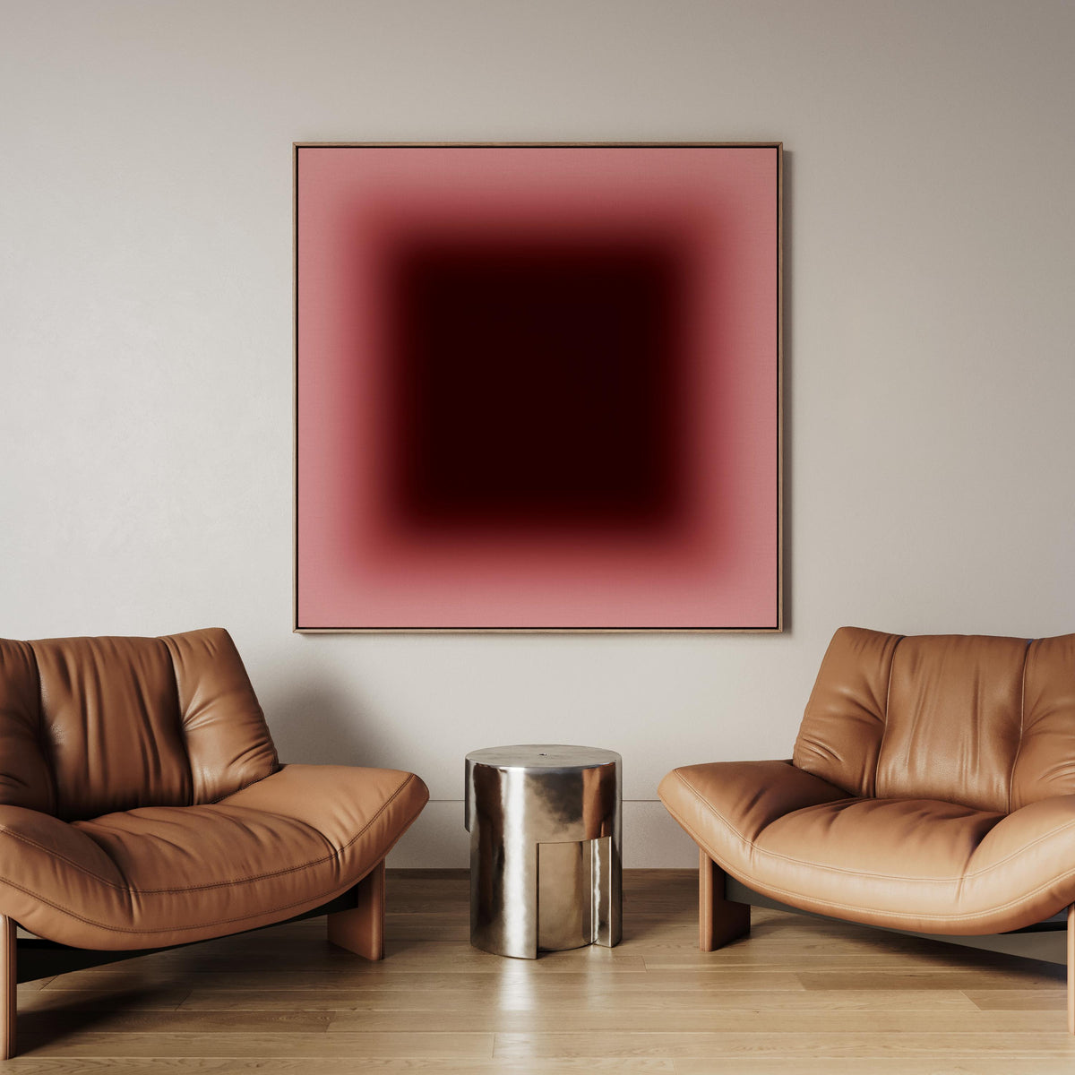 Dark Burgundy Canvas Wall Art, Framed Canvas, Dark Red Gradient Wall Decor, Large Abstract Wall Art