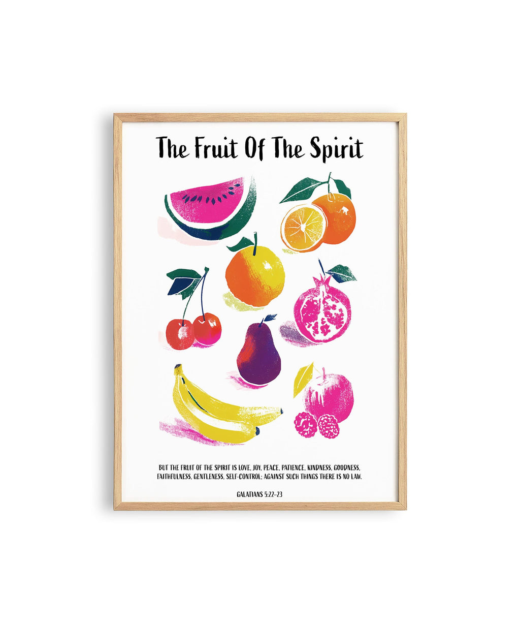 Fruit of the Spirit Wall Art Print, Galatians 5:22-23 Poster, Christian Fruit Decor