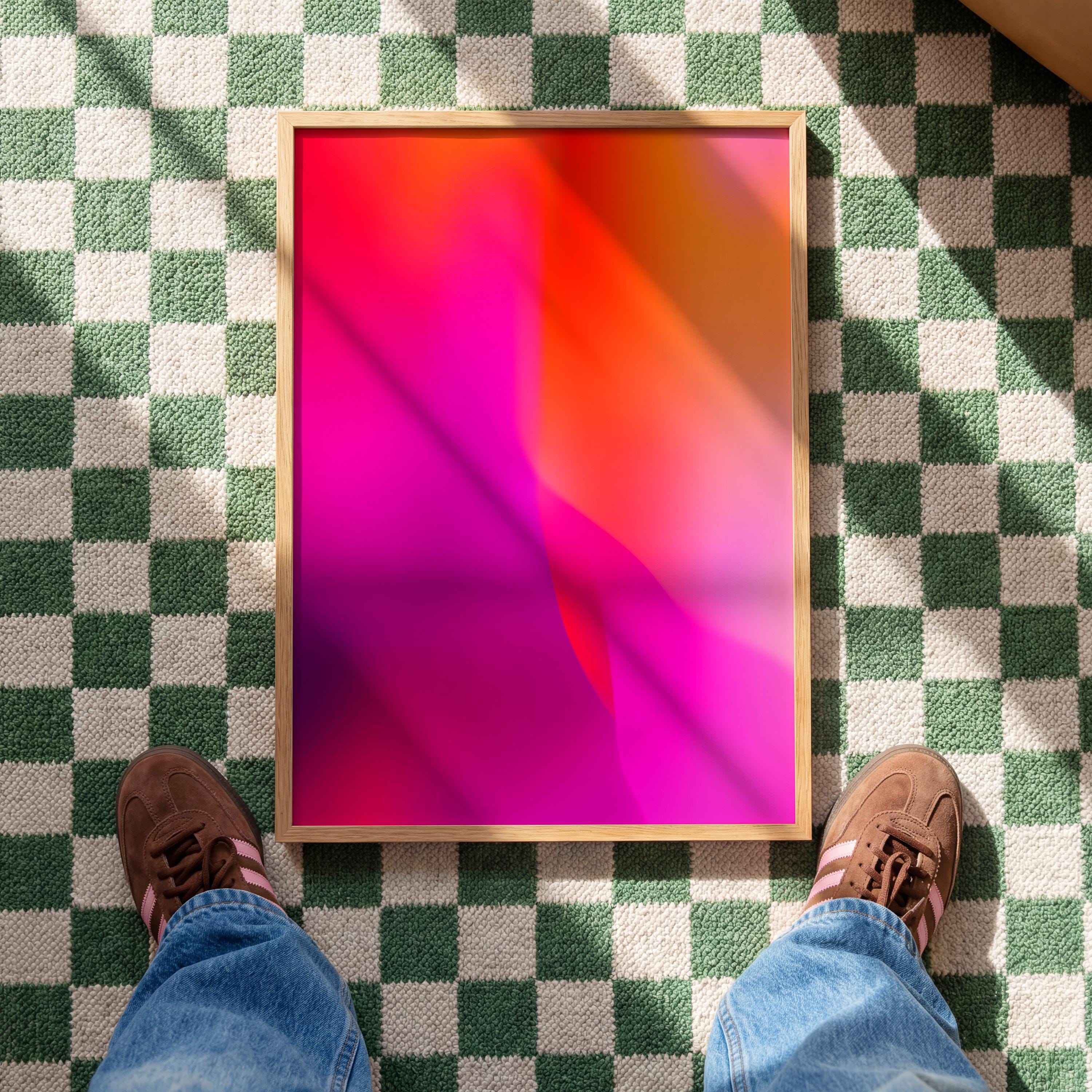 Neon Purple Gradient Wall Art Printable, Vaporwave Aesthetic Poster, Bold Abstract Modern Decor, Glow Effect