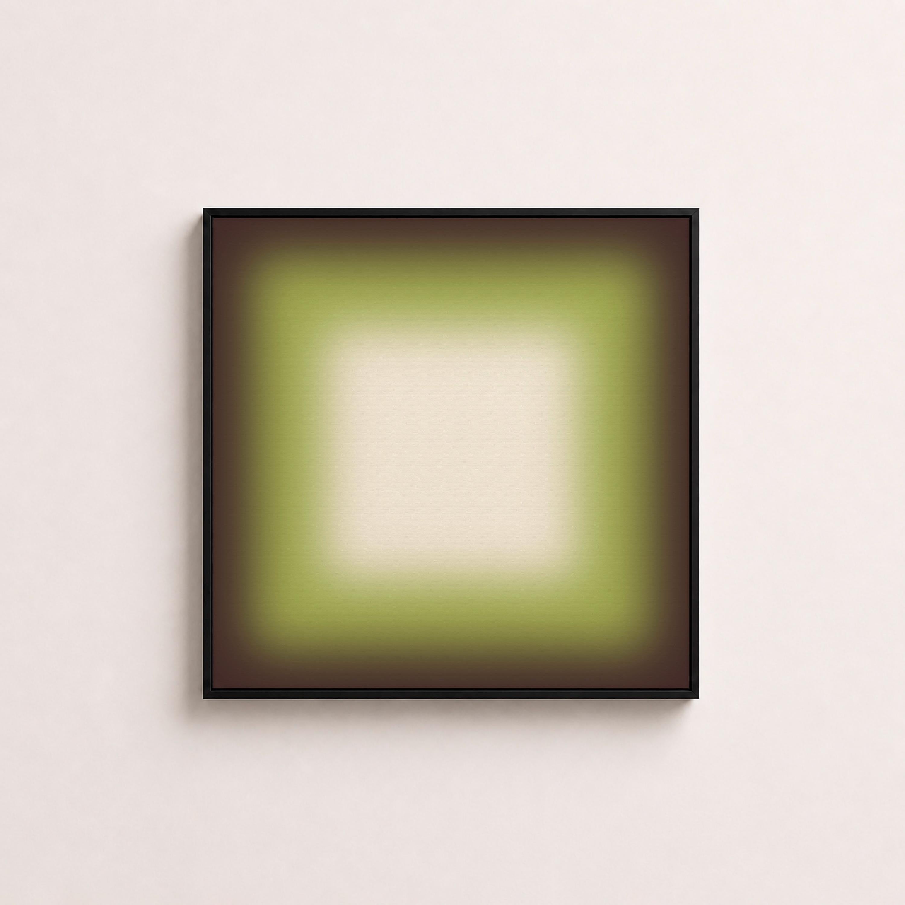 Avocado Green Wall Art, Minimalist Gradient Print, Earthy Framed Wall Art, Square Canvas Print