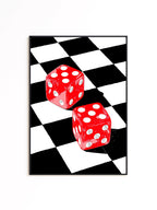 Funky Dice Wall Art, Retro Checkerboard Print, Red Pop Art Poster, Digital Download