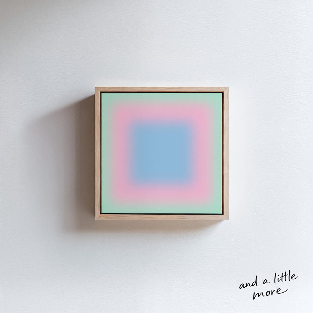 Pastel Wall Art, Mint Green Pink Blue Gradient Print, Minimalist Canvas Print, Square Abstract Wall Art